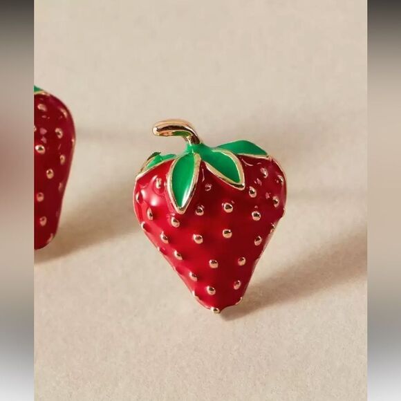 Strawberry Shaped Earrings S887 - Picture 2 of 5